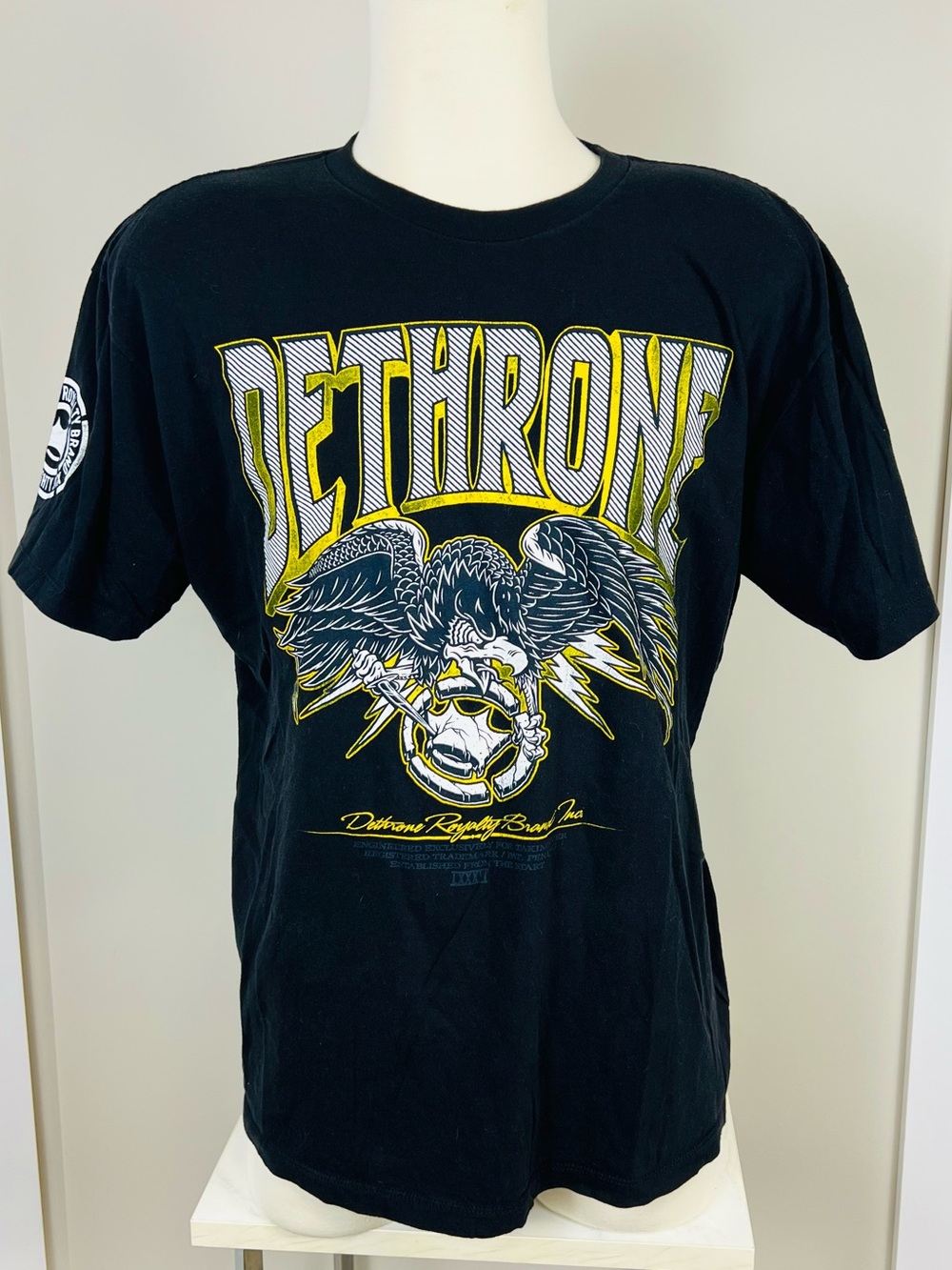 Vintage Y2K Dethrone Black Graphic Crew Neck T-Shirt